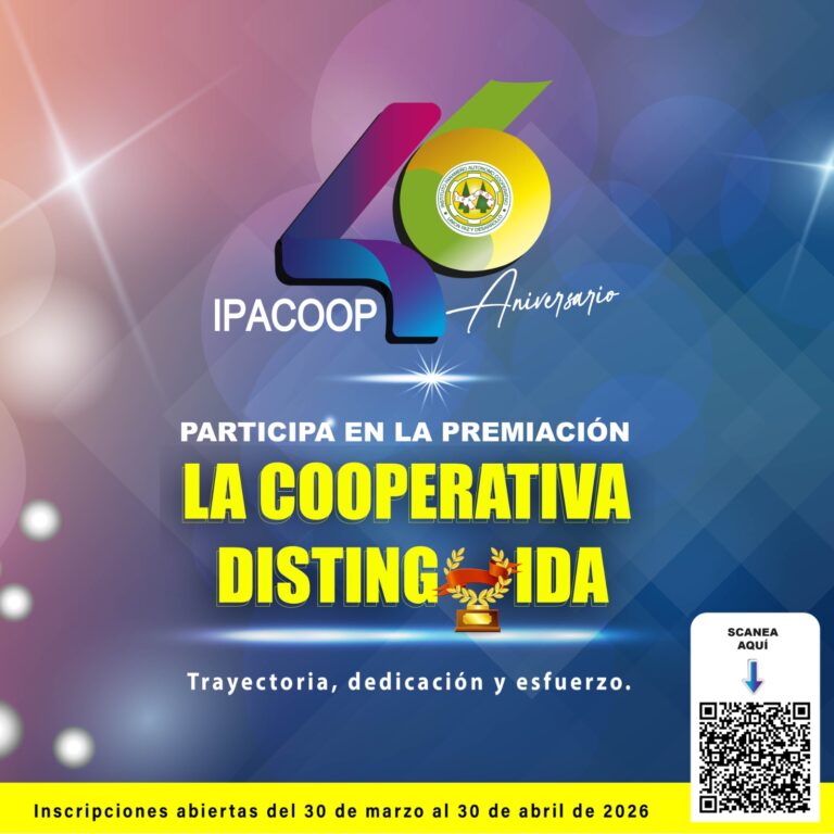 IPACOOP EN SU ANIVERSARIO PREMIARÁ A LA COOPERATIVA DISTINGUIDA